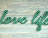 LOVE LIFE -SALE- Handmade Vintage Style Wood Sign Set for Home Decor Gift Wall Hanging
