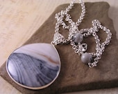 Opalite Gemstone Necklace, Silver Teardrop Pendant Necklace, gift, Gemstone Pendant Necklace