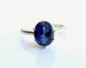 Sapphire Ring Sterling Silver September Birthstone Lab Created Ready to ship size 7