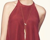 Long Three African Leaves Necklace