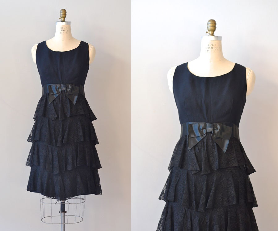 1960s dress / black lace 60s dress / Trio 1964 dress