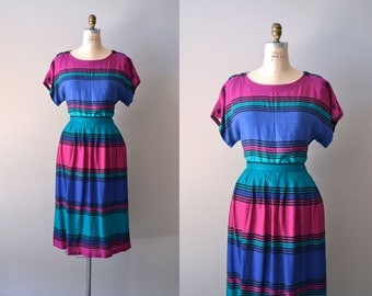 1980s dress / vintage two-piece dress / Corydalis dress