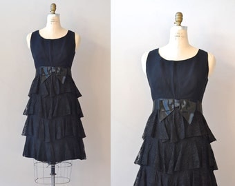 1960s dress / black lace 60s dress / Trio 1964 dress