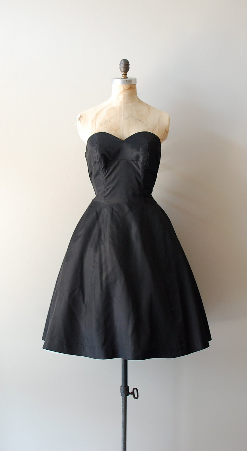 1950s dress / 50s black dress / strapless / La Nuit dress