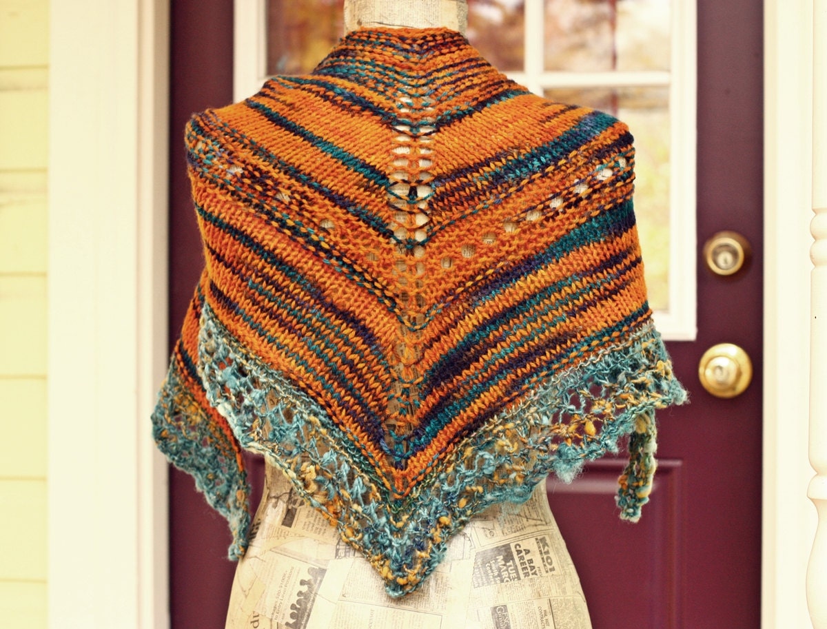 Big Canyon Merino Hand Knitted/ Limited Edition Wearable Art Shawl