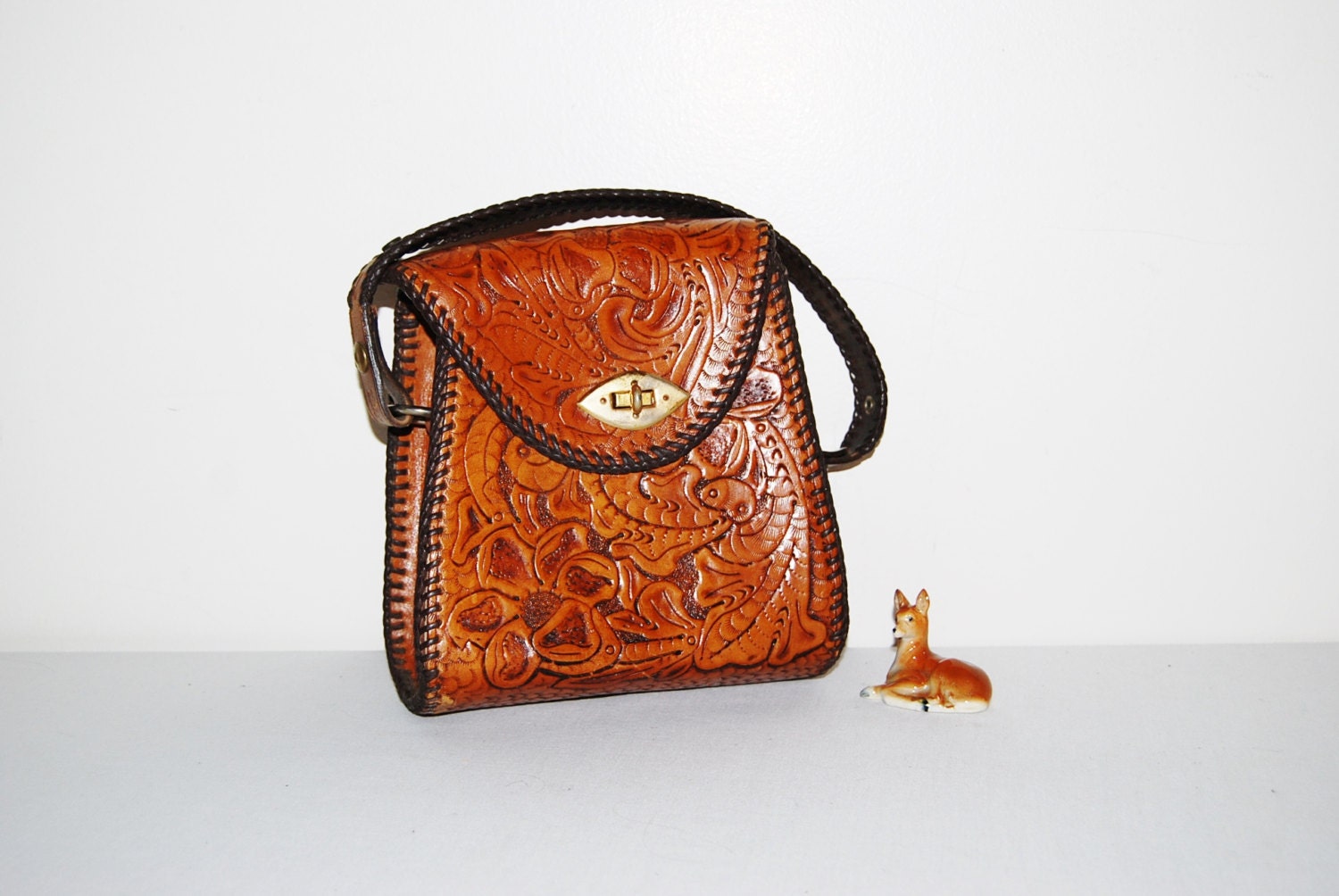 Vintage Handbag Art Nouveau Hand Tooled