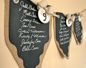Sampler Pack - Burlap and Chalk Cloth Wedding - One each Gift Bag, Bottle Bag, Party Favor Bag and Banner
