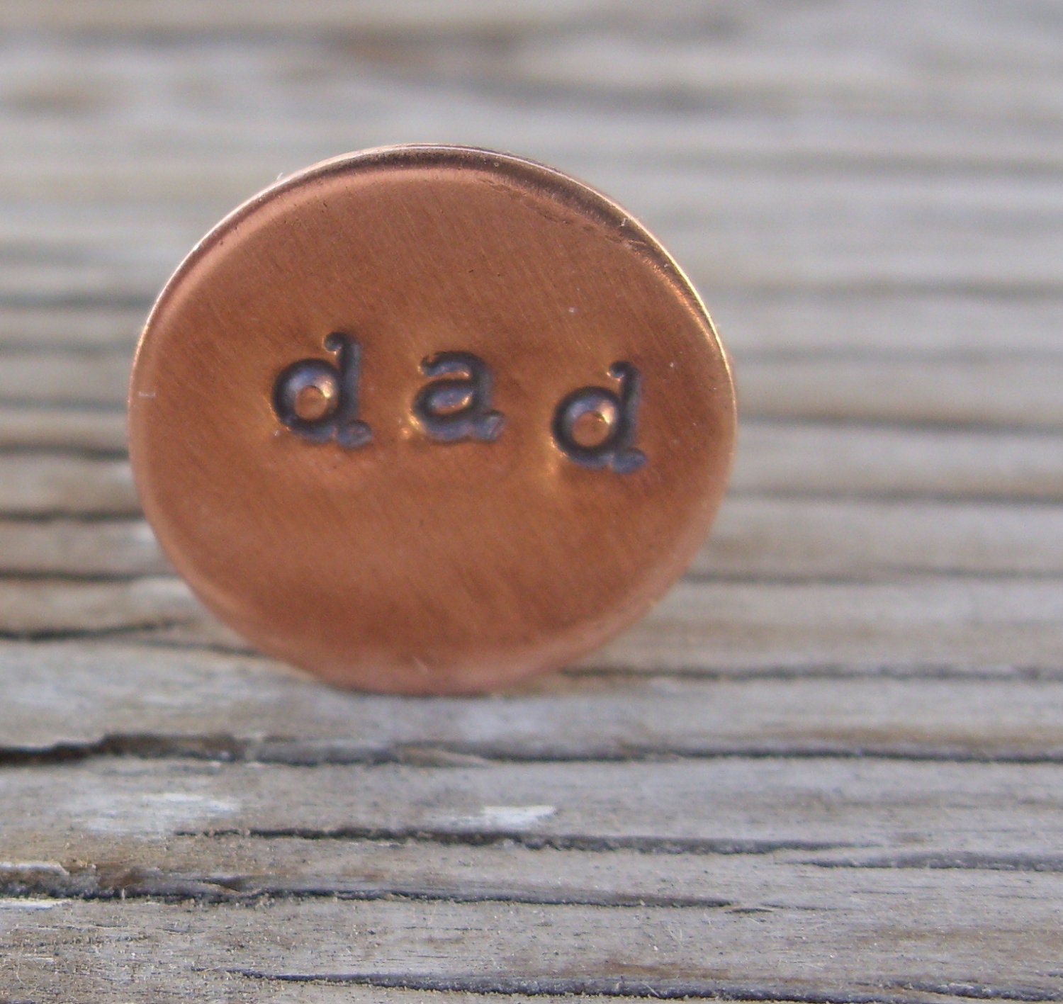 Hand stamped personalized tie tack in copper- lapel pin for Men- lapel pin gift accessory