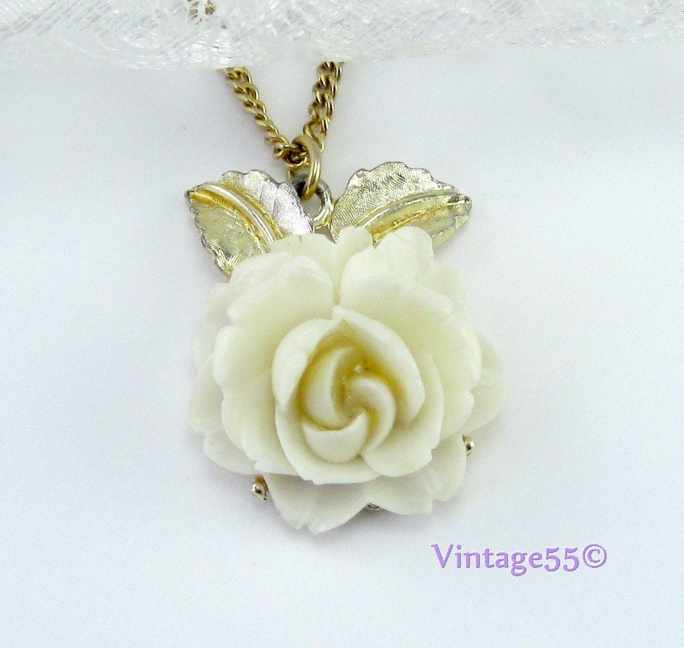 Vintage Necklace Rose Celluloid Japan by BSK