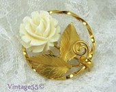 Vintage Brooch Winter Rose 12k GF Karen Lynn