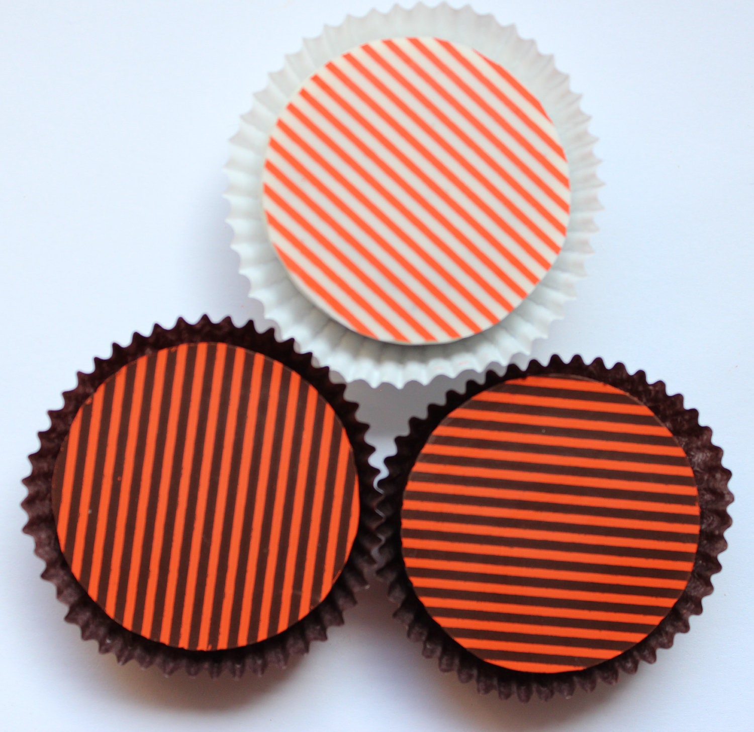 1 Dozen ORANGE PINSTRIPE Designer Chocolate Covered Oreos - Birthday Gift Favor Fall Halloween Autumn Party