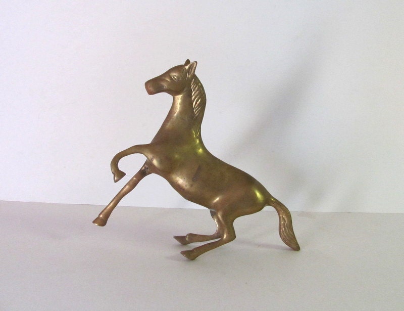 Vintage Brass Horse Statue Figurine Galloping and Prancing