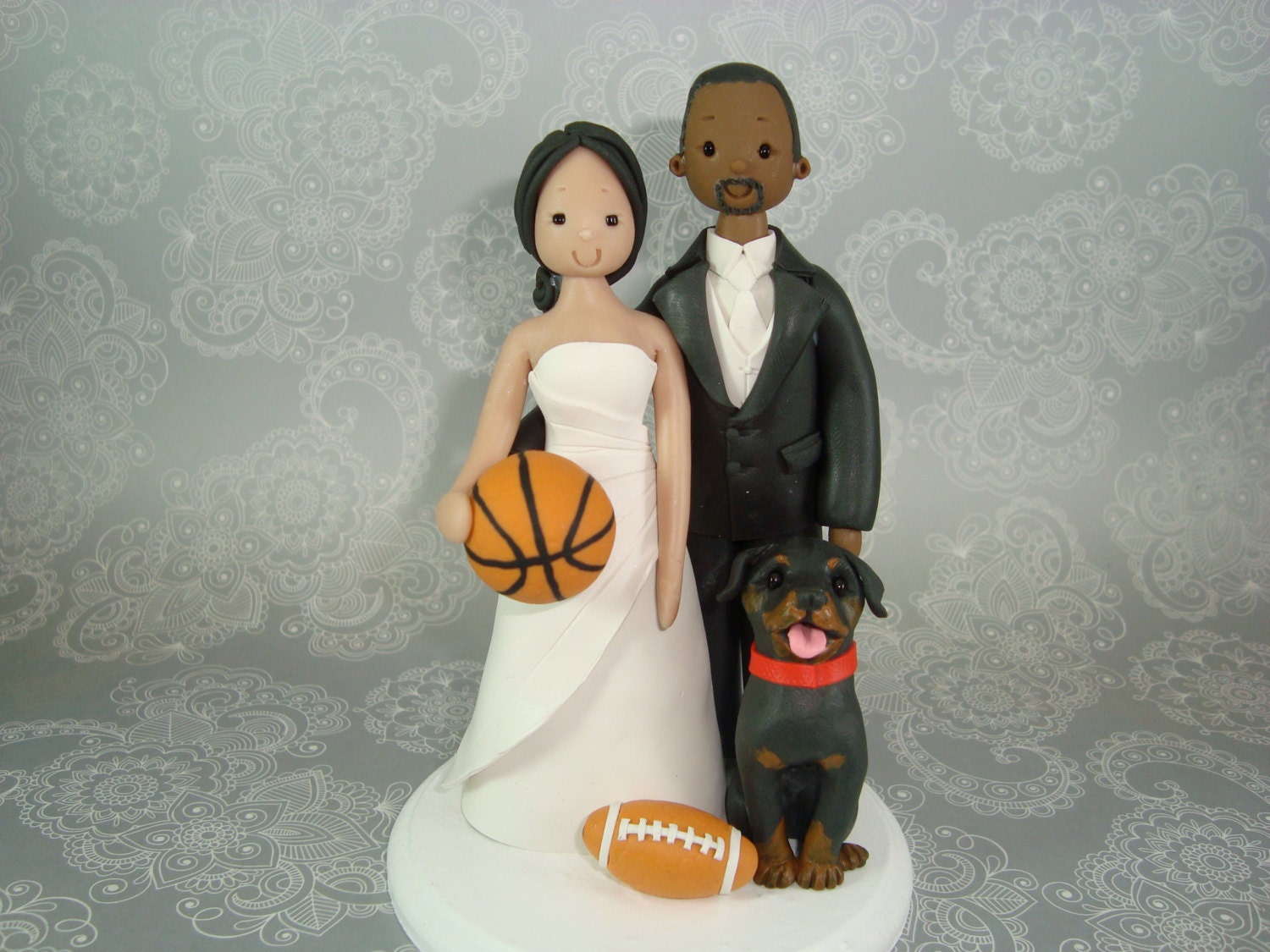 Custom Handmade Bride & Groom Wedding Cake Topper - reserved for shakreyes