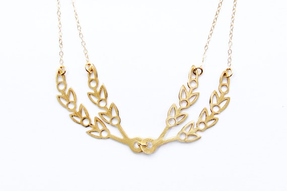 Gold wreath necklace - gold necklace - gold jewelry - branch necklace - grecian necklace - greek - OOAK limited edition by Sea and Cake