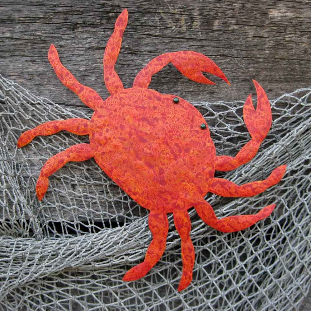 Metal art ocean wall decor - Crab - Oscar  upcycled metal wall sculpture