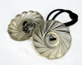 Button Ponytail Holder Hair Accessory - Vintage Buttons in Translucent Plastic