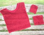 Montessori Apron Set, Red Terry Cloth (for Practical Life and Water Activities)