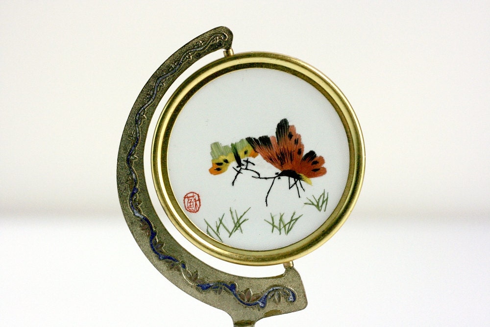 Vintage Embroidery on Spinning Cloisonné Frame