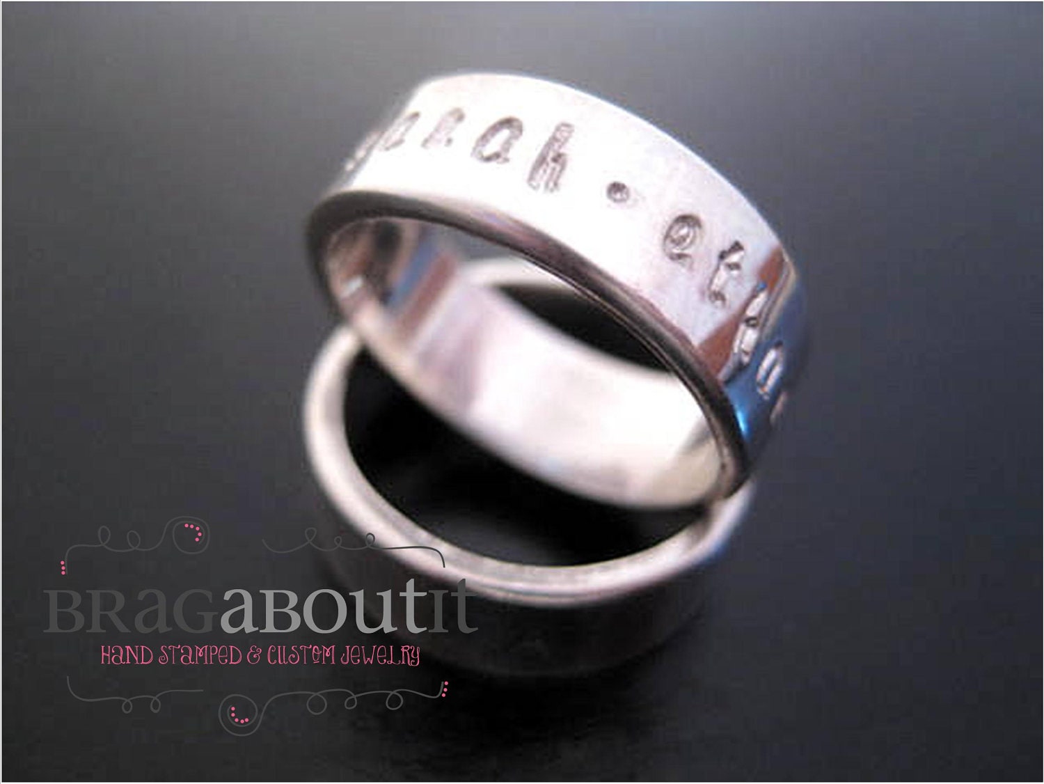 Personalized Ring - Hand Stamped Sterling Silver Ring -  Brag Band - SIZE 5