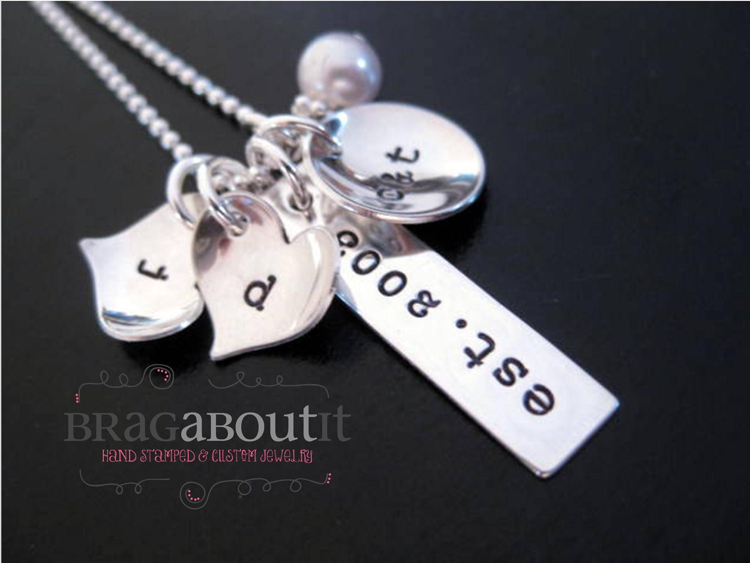 Hand Stamped Jewelry - Personalized Necklace - Sterling Silver - Family Initials