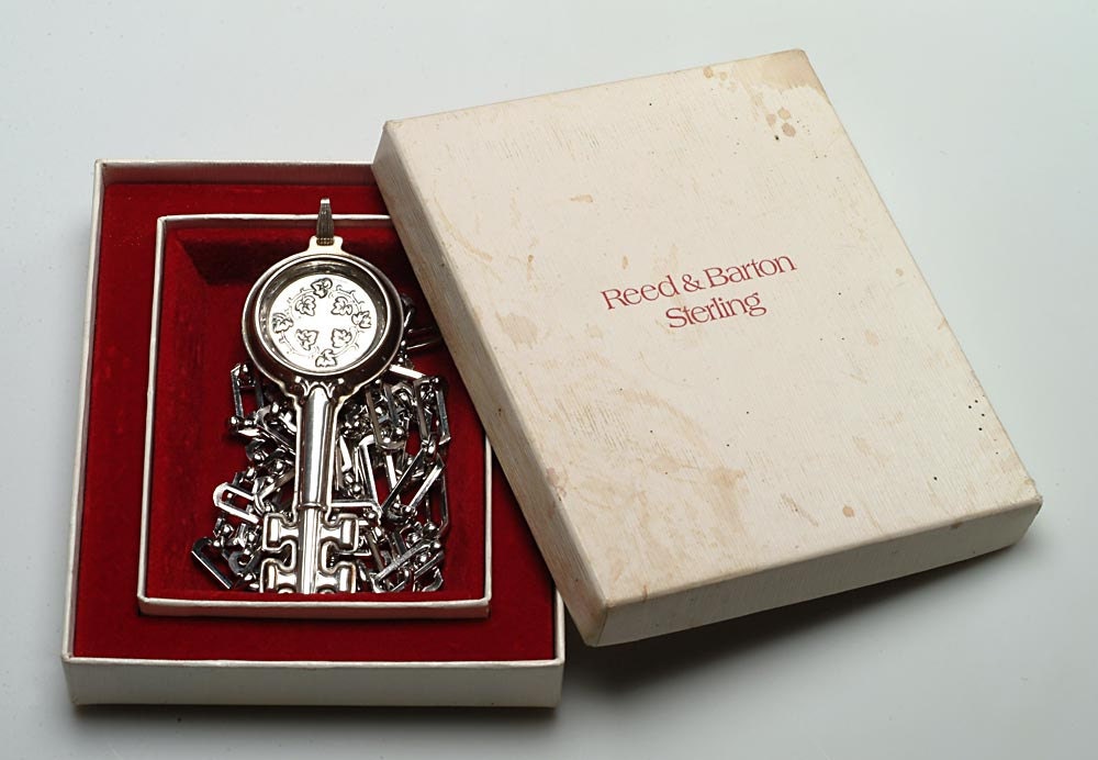 Reed & Barton Sterling Silver WINE TASTERS KEY with original box and chain c.1950's