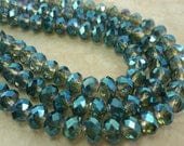 8x5mm Faceted Seascape Green Chinese Crystal Rondelle Beads 8 Inch Strand (A49)