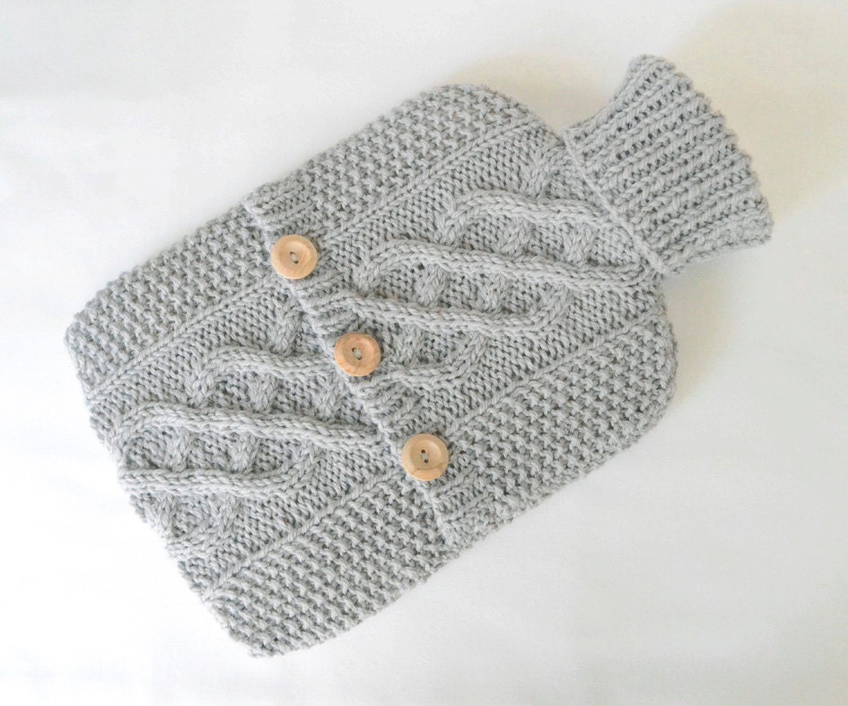 Dove Grey hot water bottle sweater / cover - 100 per cent British  wool - READY TO SHIP - by ACrookedSixpence