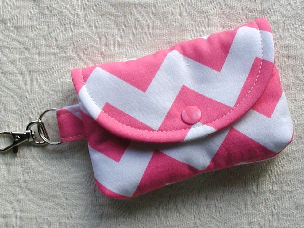 Small Snap Chevron Pouch w/ Key Clip .. Small Chevron Pouch.. Choose Your Color