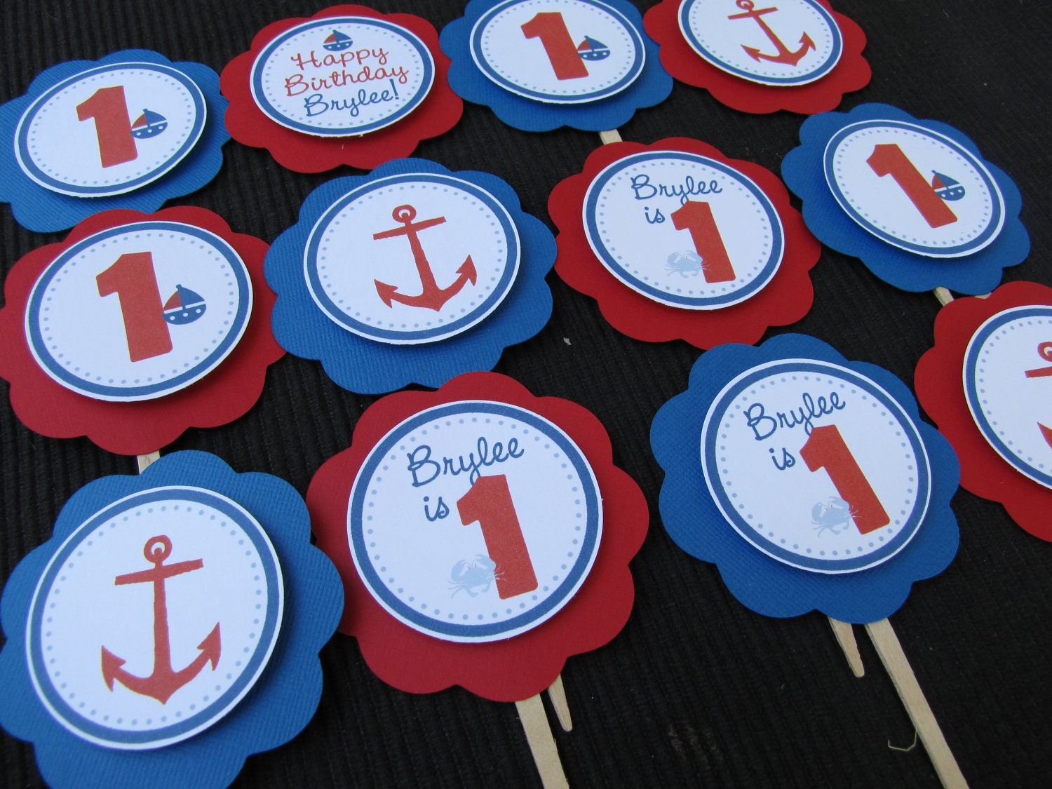 Nautical Cupcake Party Picks - You Choose The Colors