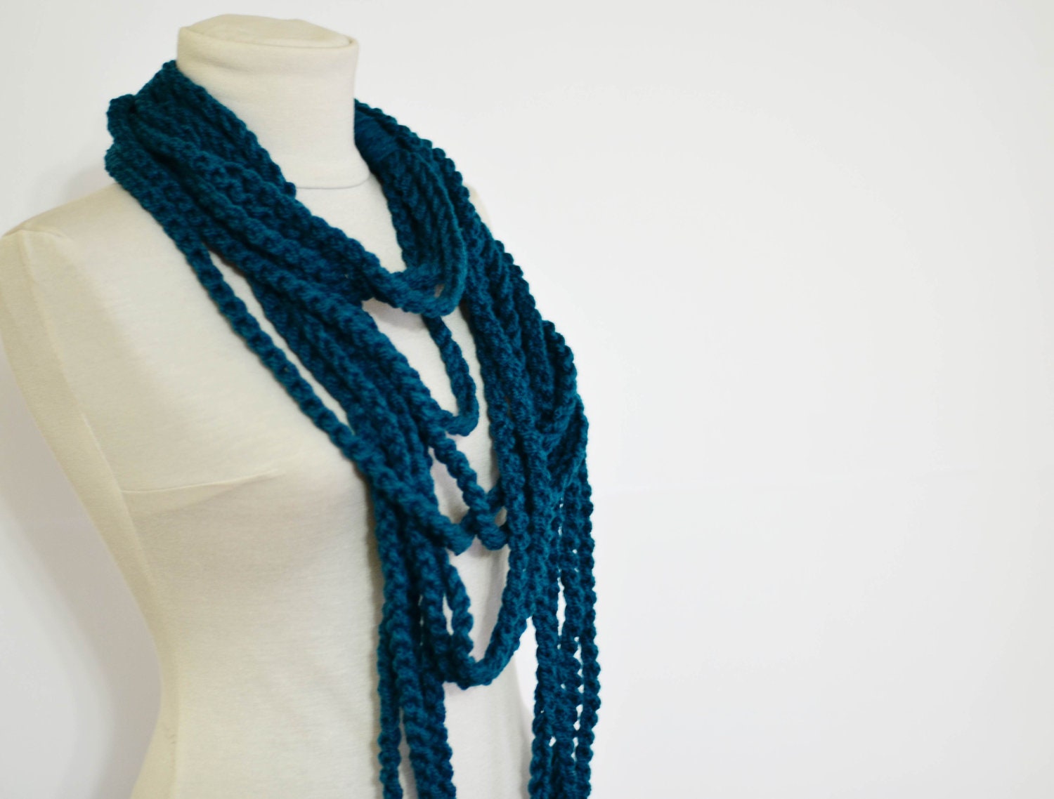 Teal infinity chain scarf vegan gift for sister