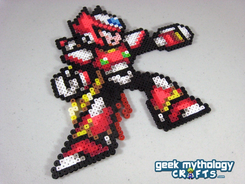 Mega Man X  Zero Perler Bead Sprite Video Game Pixel Art Decoration