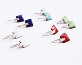 Little Colored Enamel Copper and Silver Earrings