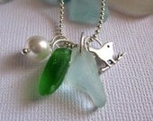 Sea Glass:  Tiny Bird Necklace