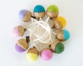 Natural Easter Ornaments, 10 Spring Decorations, Needle Felted Acorns Rustic Nature inspired Woodland, Fairyfolk