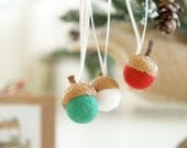 Christmas Ornament Kit, Needle Felted Acorn Decoration DIY craft handmade for your Christmas Tree, gift