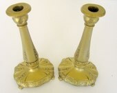 Vintage Pair Candlesticks Art Deco Gold Heavy Weight Candle Candle sticks