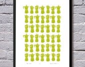 Moka Express silkscreen print - chartreuse edition of 50