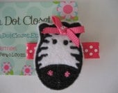 Boutique felt zebra hair clip barrette