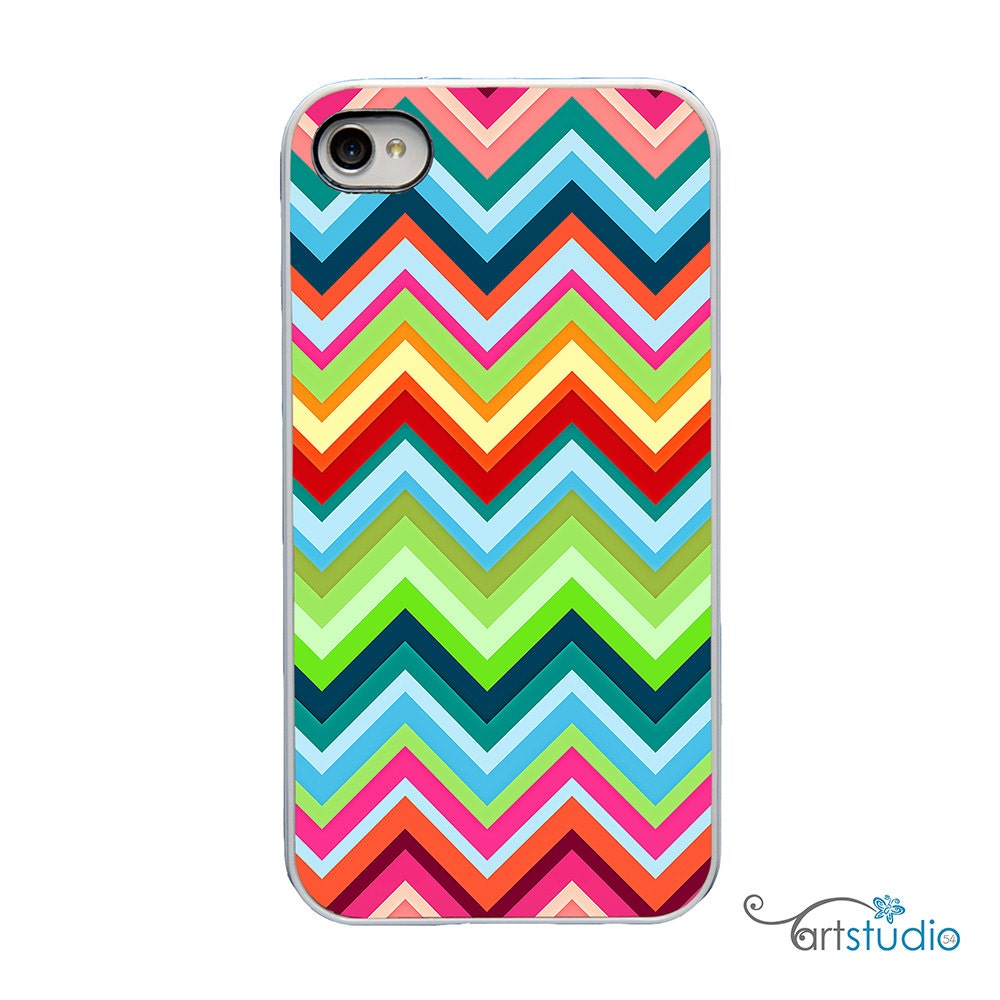 Zig Zag Chevron with White or Black Sides iPhone Case - IPhone 4, 4s, 5 Hard Cover - Fun Bright Art Unique Trendy  - artstudio54