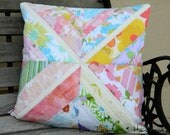 Handmade quilted pillow cover - vintage sheets