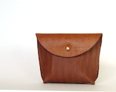 small upcycled embossed brown Leather Pouch