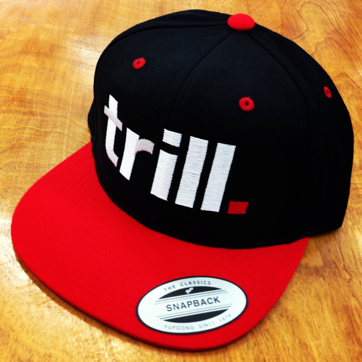 trill. Snapback Hat, Black and Red Cap, Presale Item