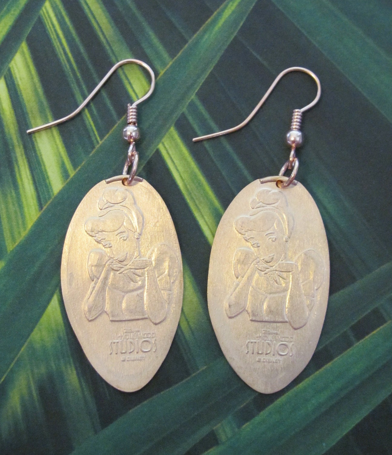 Disney World Cinderella pressed penny pure copper earrings