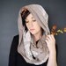 Okapi Infinity Scarf - Gravel and White - modern hand printed jersey infinity circle scarf - by Bark Decor