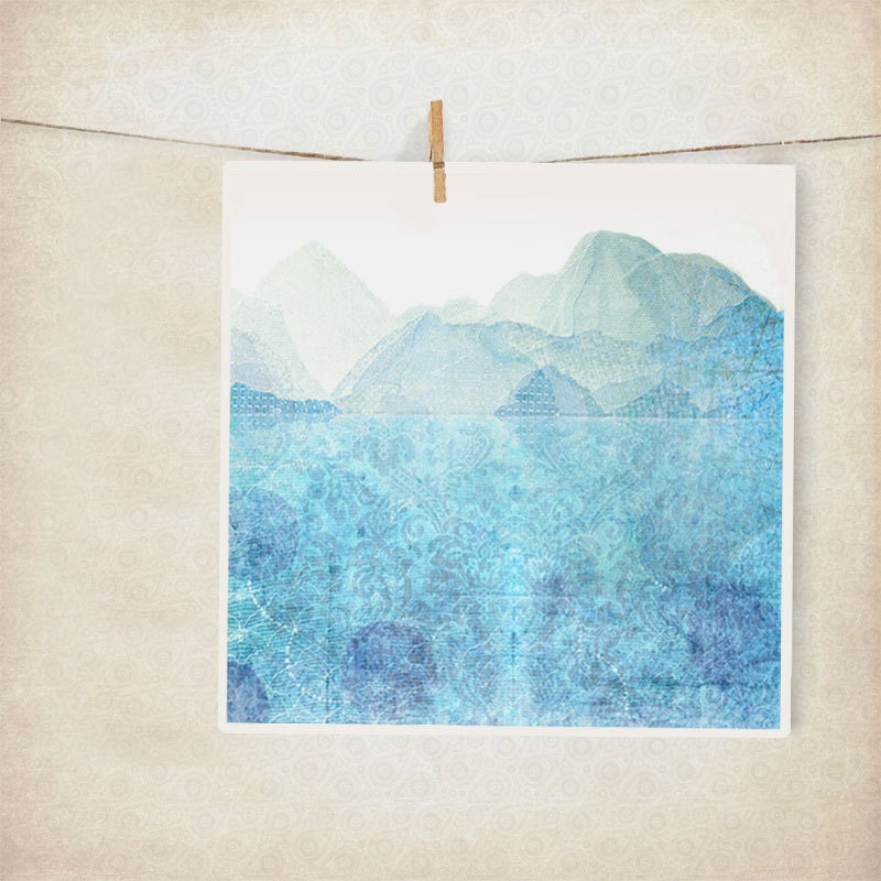 the lake - 8x8" print - digital mixed media collage