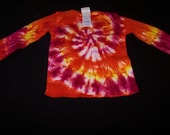 Fuchsia, Orange and Lemon Yellow Spiral Tie Dyed Baby Long  Sleeve T Shirt  Size 6m