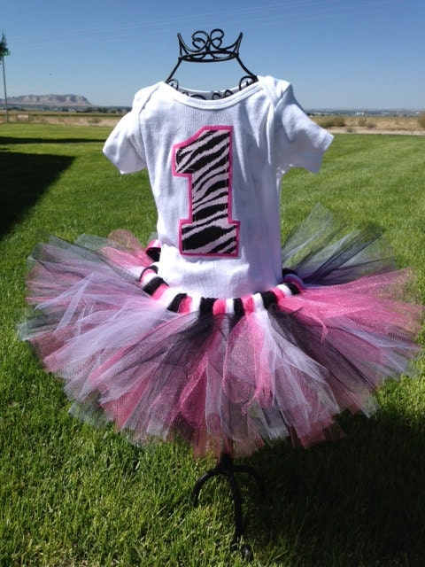 Zebra First 1st Birthday Tutu Outfit - 12 months or 18 months