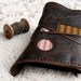 The Wanderer - Rustic Brown Leather Journal, Handbound, Hand Embossed, Tea Stained Pages, Striped Fabric, OOAK