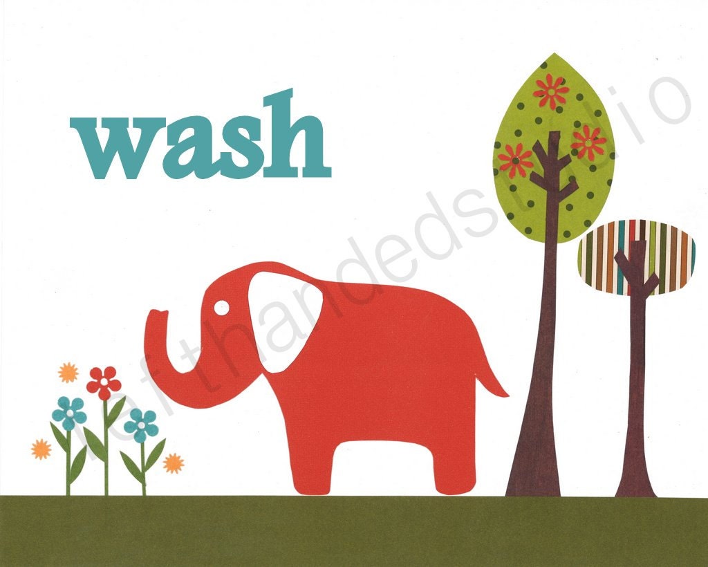 Target Circo Elephant, Children's Art Print, Kids Room Decor, Elephant, Bath Room, 8x10 Art Print, Personalized,