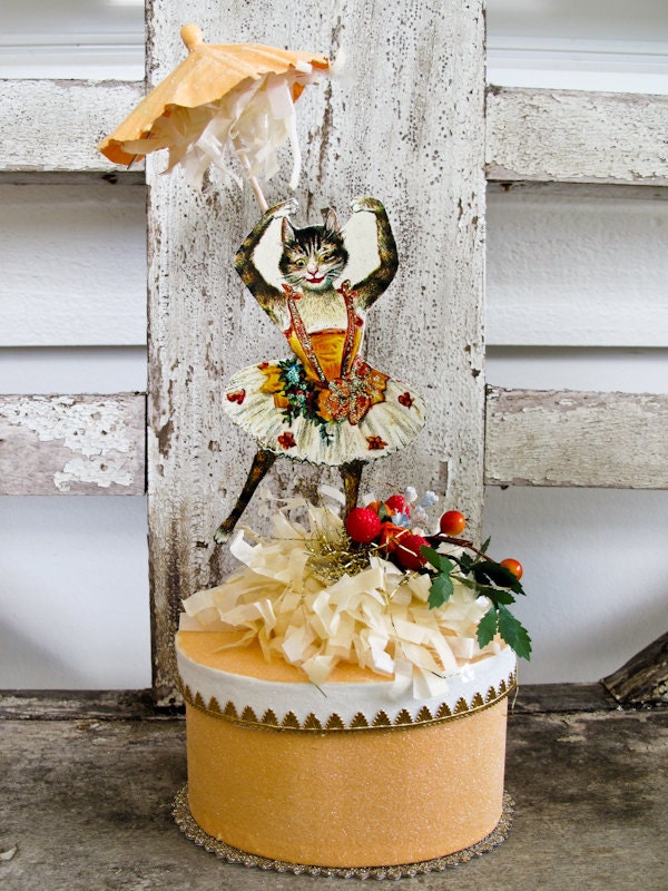 Ballerina Cat Kid Box Cake Topper